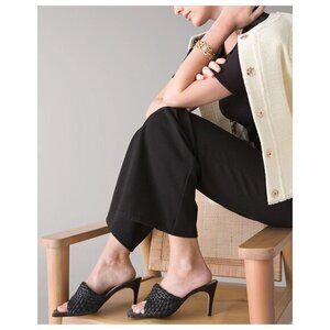 White House Black Market Woven Leather High Heel Mule